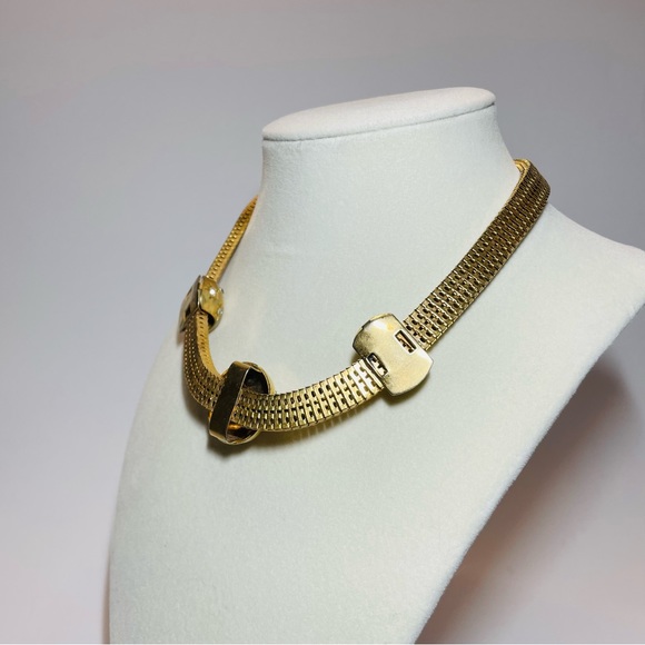 Brookcraft Jewelry Mesh Choker Puffy Starburst inlaid Rhinestones Station Beads - Picture 7 of 9